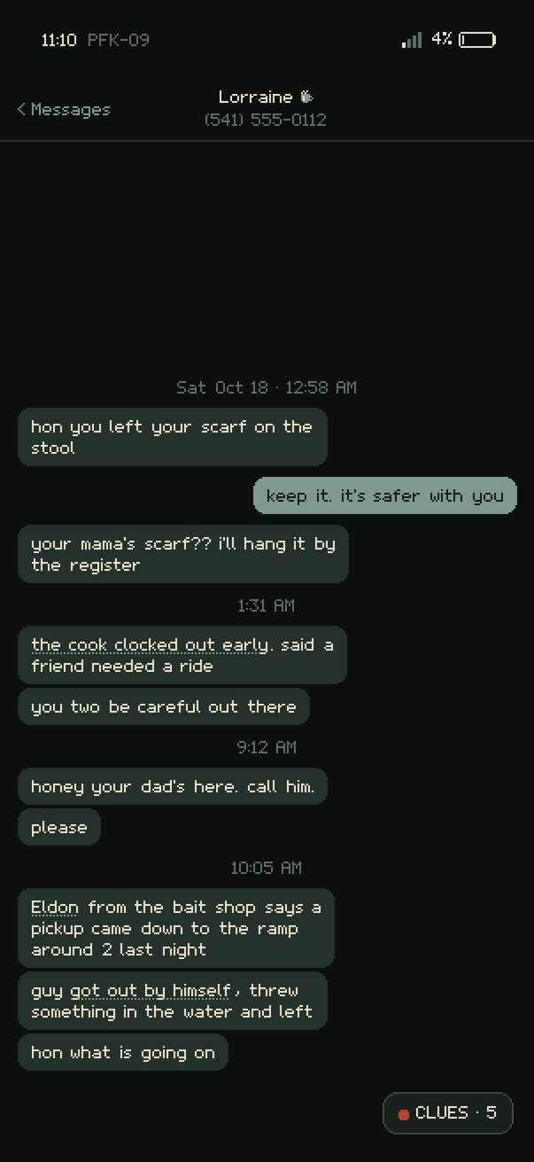Messages from Lorraine at the diner